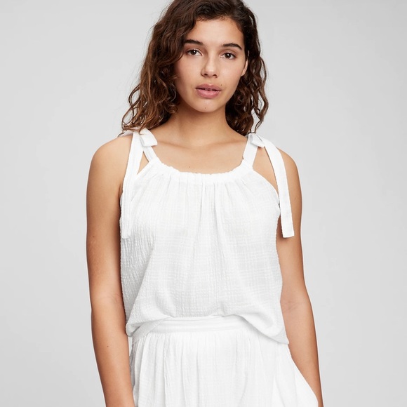 GAP NWT Women's Crinkle Gauze Tie-Shoulder Tank Top - Picture 1 of 6